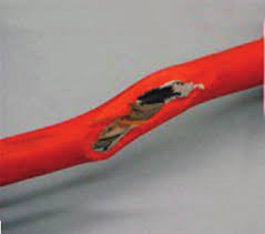 extension cord with jacket separation close up