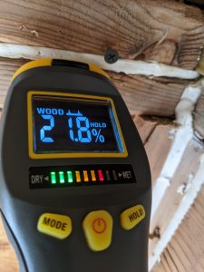 digital construction thermometer with reading showing on screen