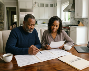 African American couple reviewing construction contract language