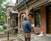 Historic home with contractor reviewing the home