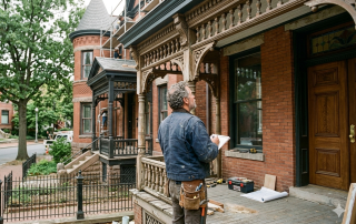 Historic home with contractor reviewing the home